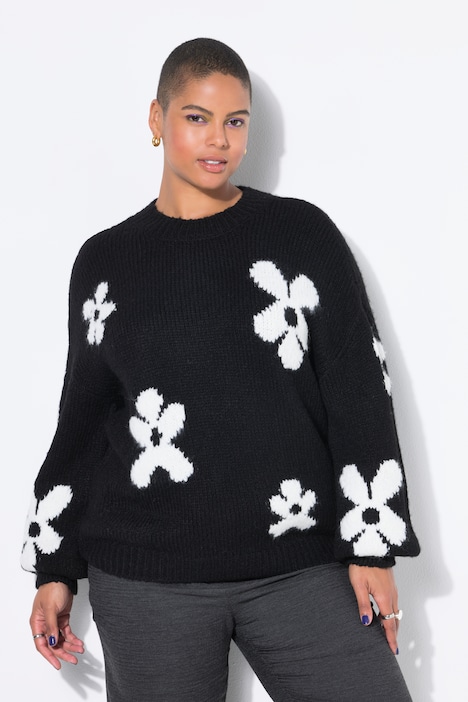 Pullover, oversized, Fancystrick, Flowers