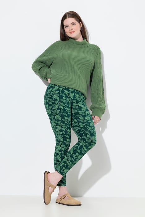 Leggings, Blätter, Elastikbund, Biobaumwolle