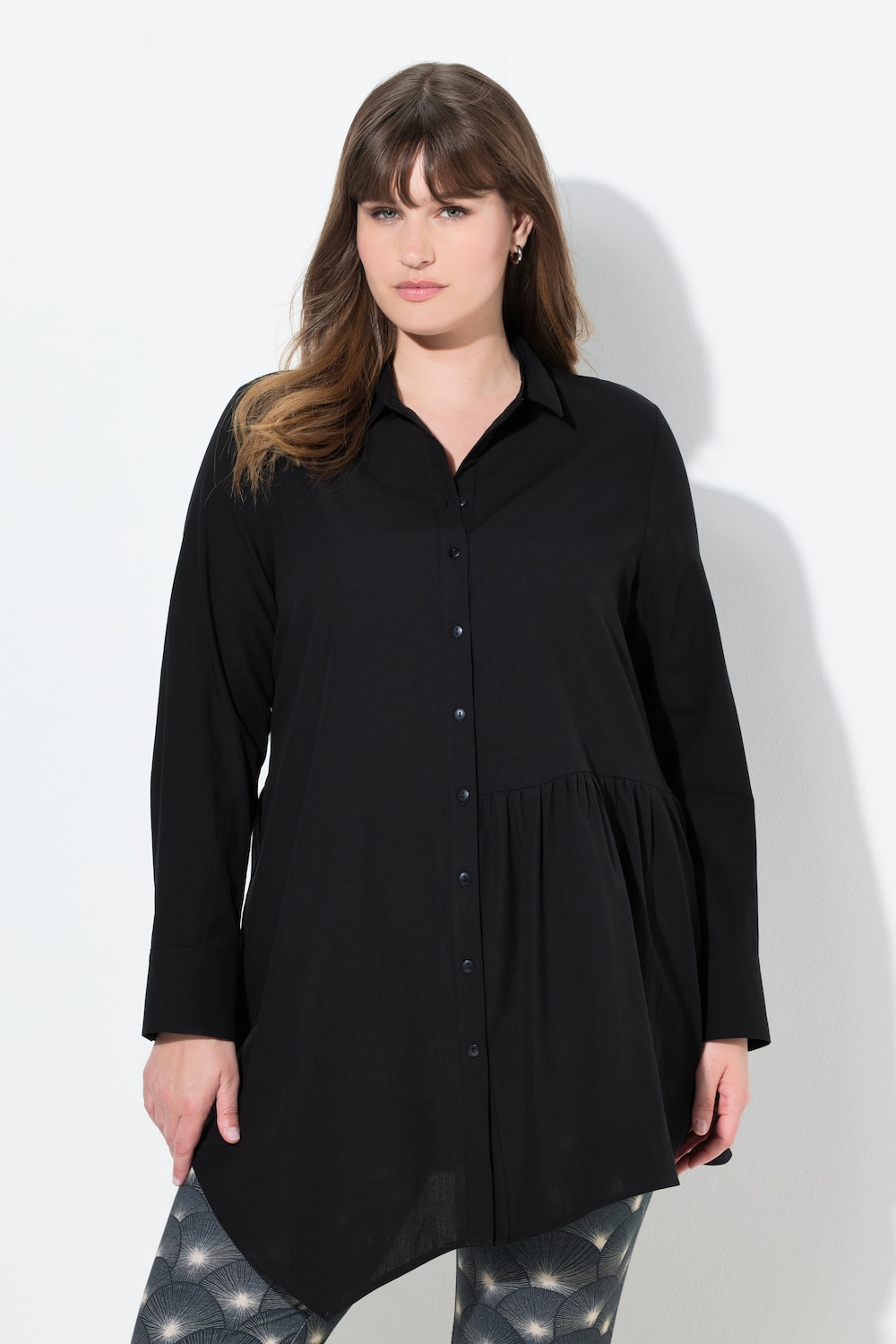 Große Größen Longbluse, Damen, schwarz, Größe: 46/48, Baumwolle, Ulla Popken