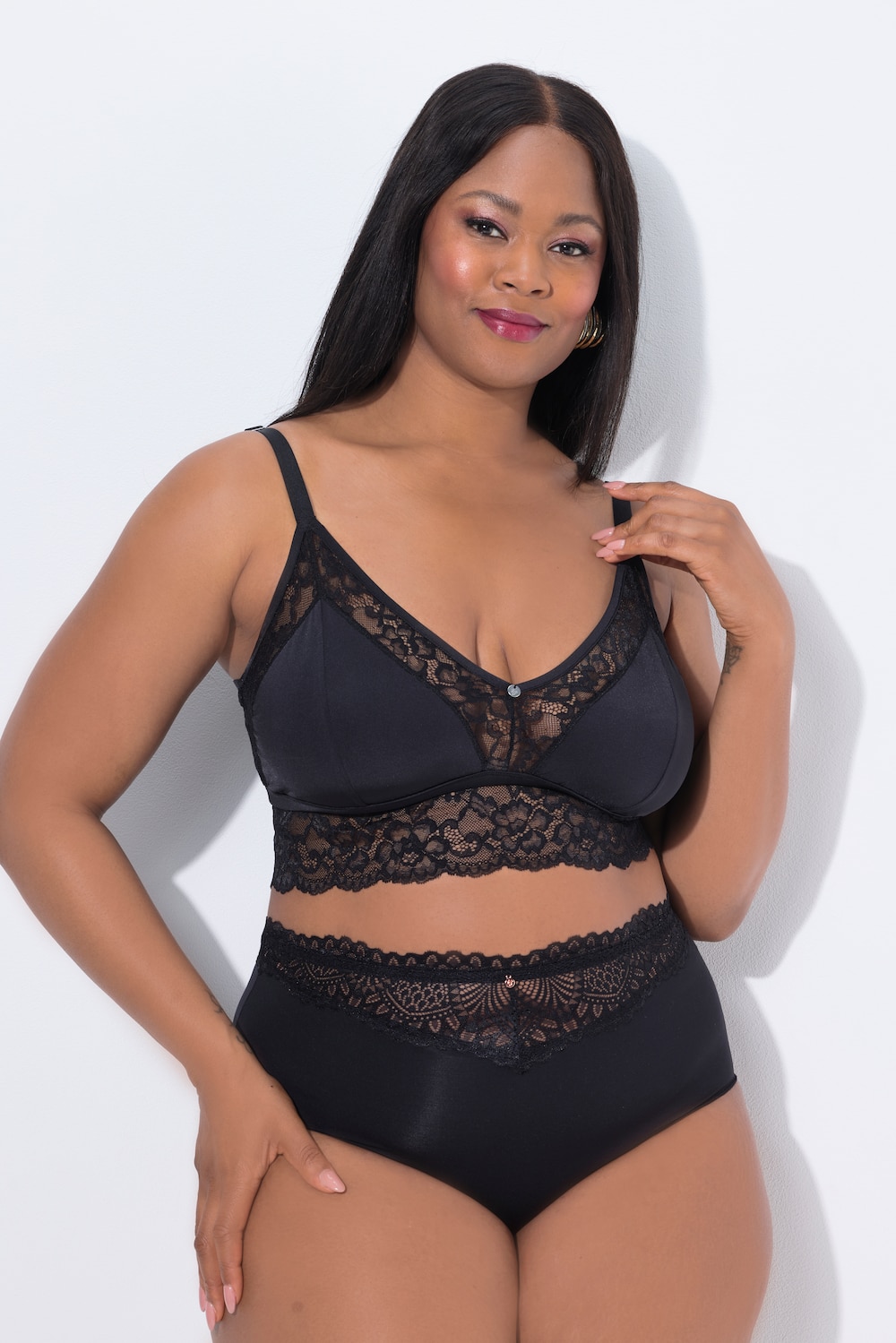 Große Größen TruYou Bralette, Damen, schwarz, Größe: 110B, Synthetische Fasern/Elasthan, Ulla Popken