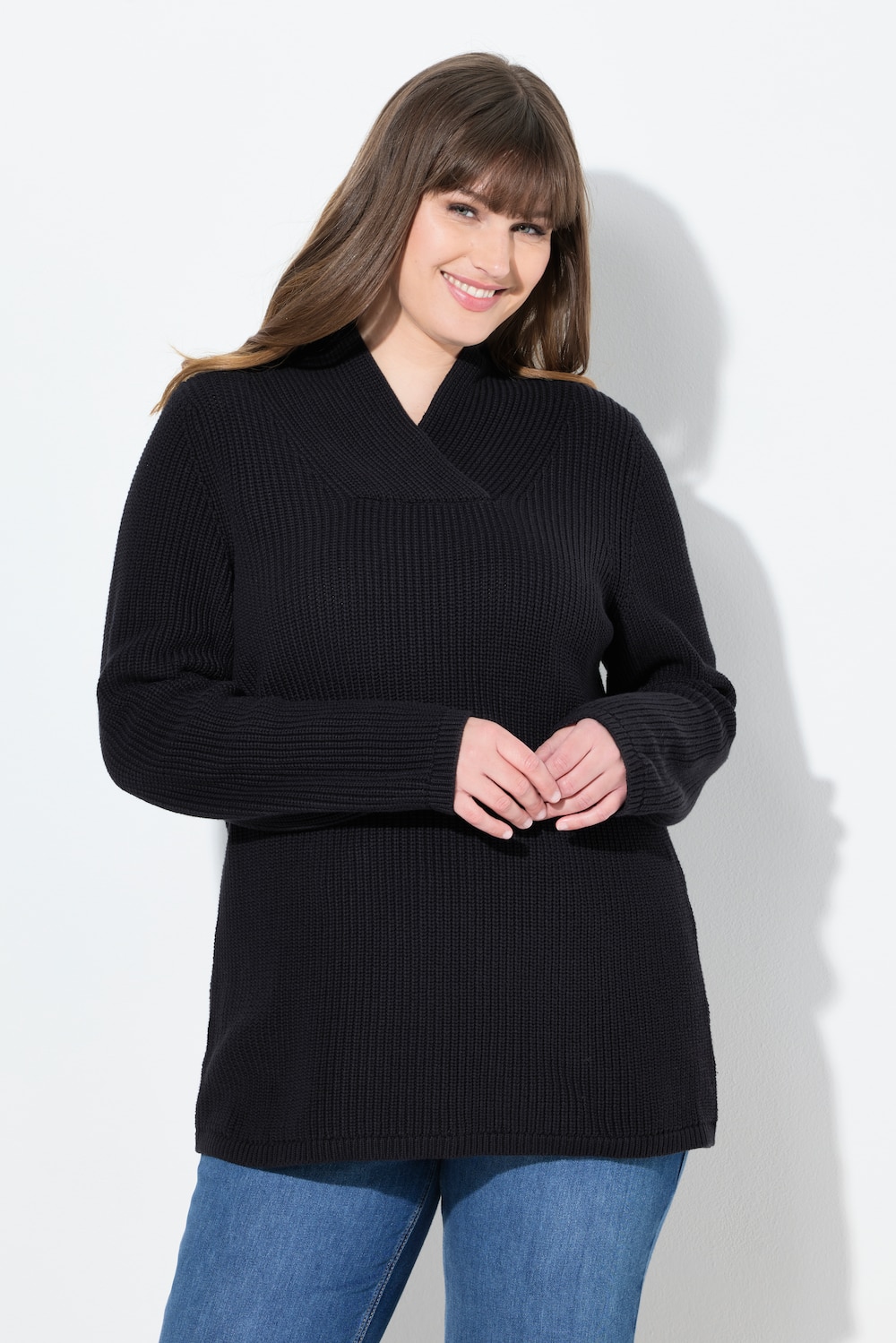 Große Größen Pullover, Damen, schwarz, Größe: 46/48, Baumwolle, Ulla Popken
