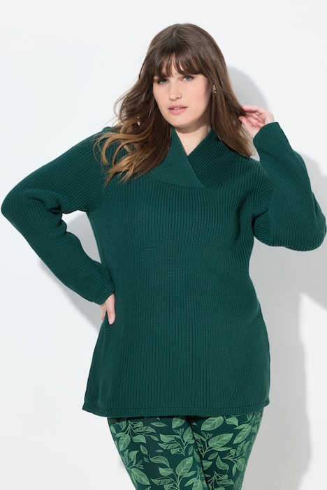 Pullover, Schalkragen, Langarm, Biobaumwolle