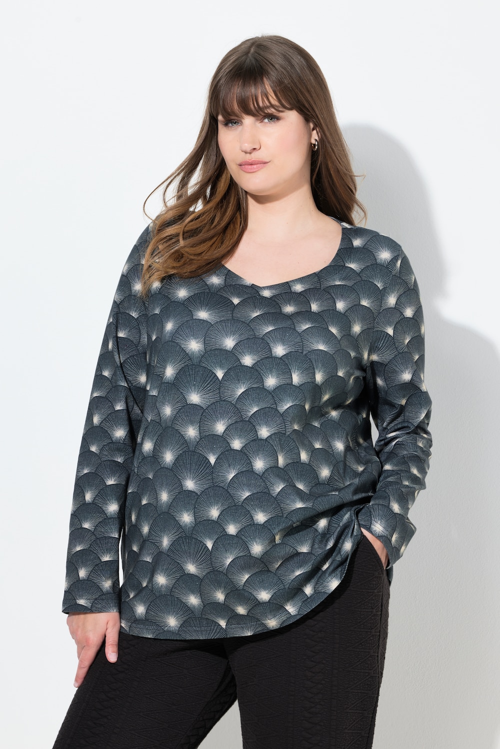T-shirt, classic, hjerteudskæring, langærmet, økologisk bomuld