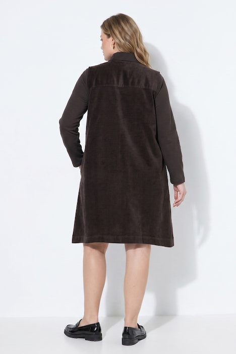 Cordkleid, A-Linie, Rundhals, ärmellos