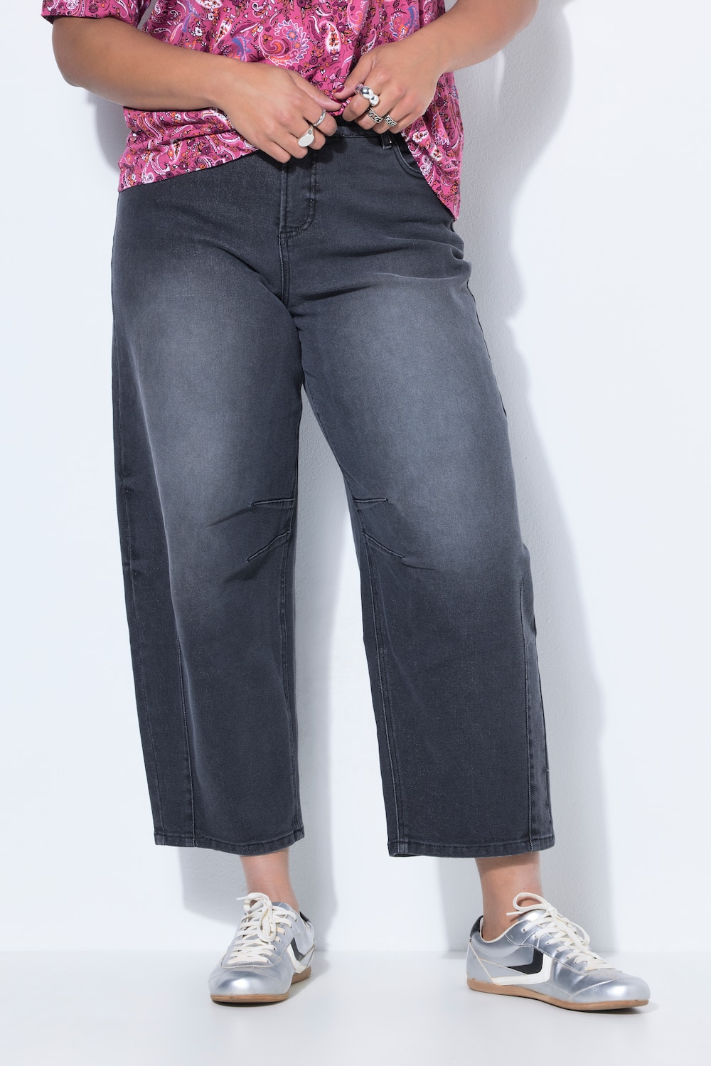 Große Größen Barrel-Jeans, Damen, grau, Größe: 42, Baumwolle/Polyester, Studio Untold