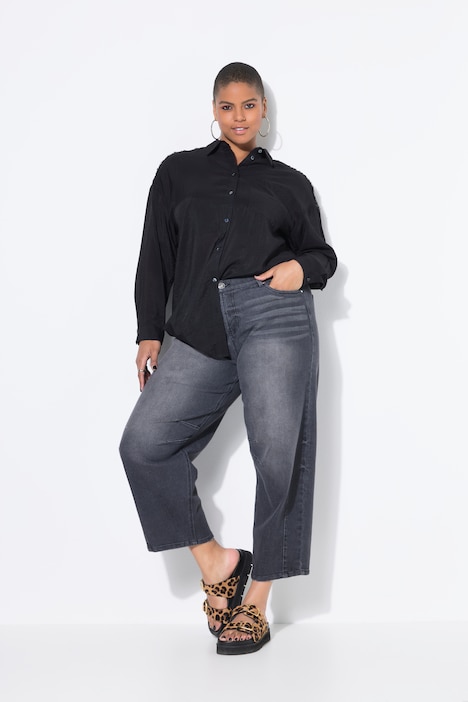 Barrel-jeans, wijde ballonpijp, hoge taille, 5-pocket