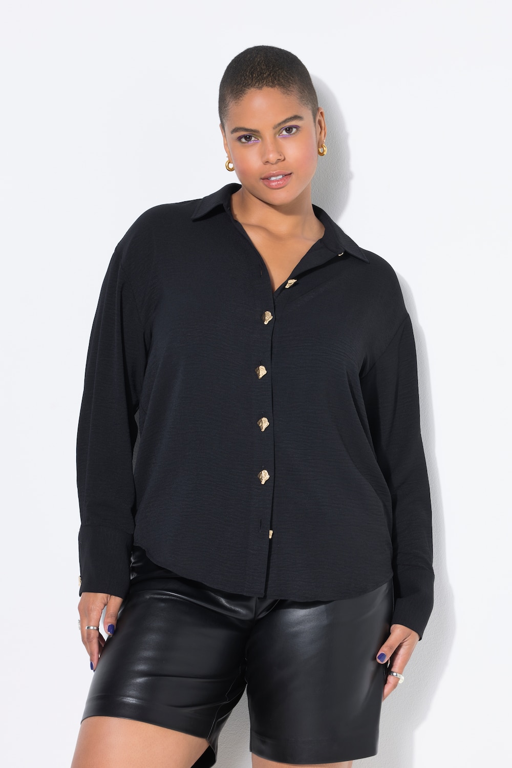 Große Größen Hemdbluse, Damen, schwarz, Größe: 58/60, Polyester, Studio Untold