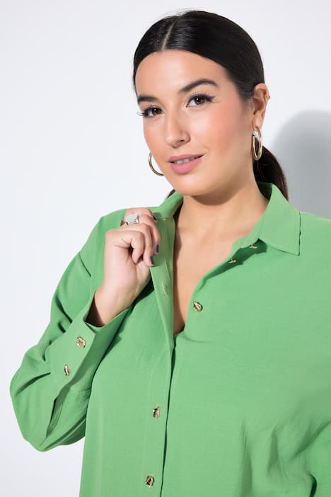 Overhemdblouse, oversized, sierknopen