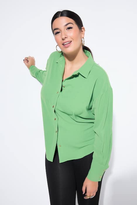 Overhemdblouse, oversized, sierknopen