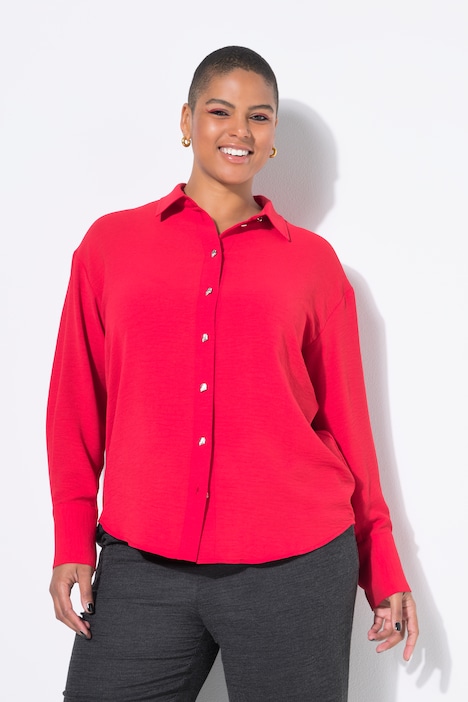 Skjortebluse, oversized, pynteknapper
