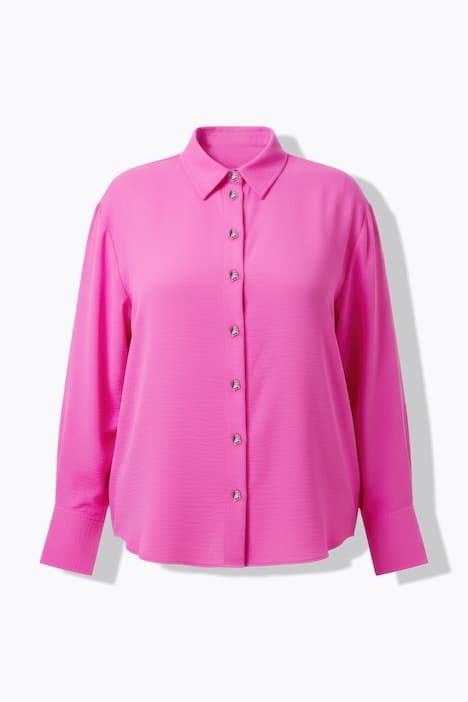 Hemdbluse, oversized, Schmuckknöpfe