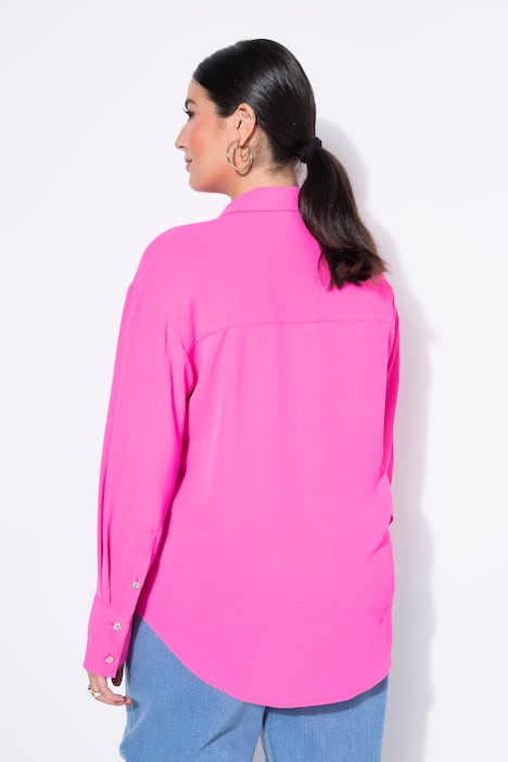 Hemdbluse, oversized, Schmuckknöpfe