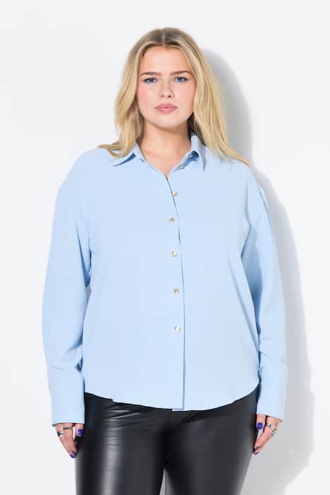 Hemdbluse, oversized, Schmuckknöpfe