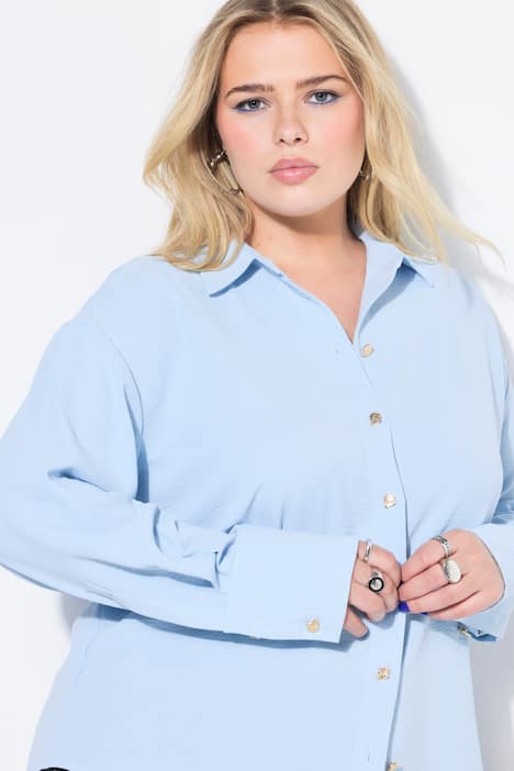 Hemdbluse, oversized, Schmuckknöpfe