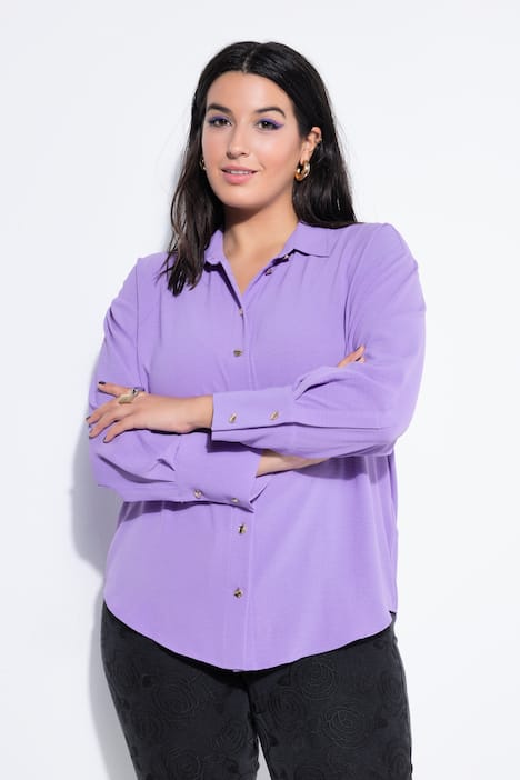 Overhemdblouse, oversized, sierknopen