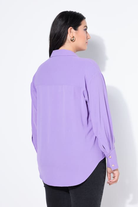 Overhemdblouse, oversized, sierknopen
