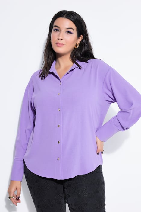 Overhemdblouse, oversized, sierknopen