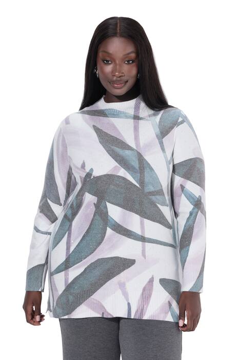 Svetr, lístky, flitry, stojáček, dlouhé rukávy