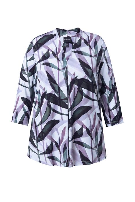 Tričko z elastického splývavého úpletu, listy, A-linie, kalichový límec, 3/4 rukáv