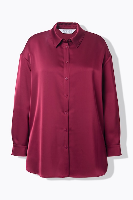 Hemdbluse, oversized, Satin
