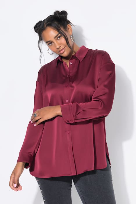 Hemdbluse, oversized, Satin