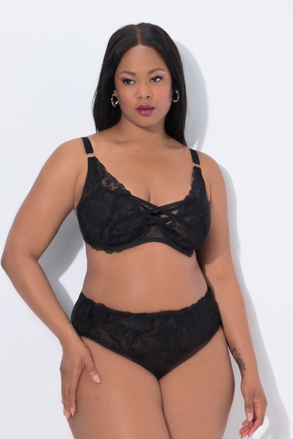 Große Größen TruYou Bügel-BH, Damen, schwarz, Größe: 95D, Synthetische Fasern/Polyester/Elasthan, Ulla Popken