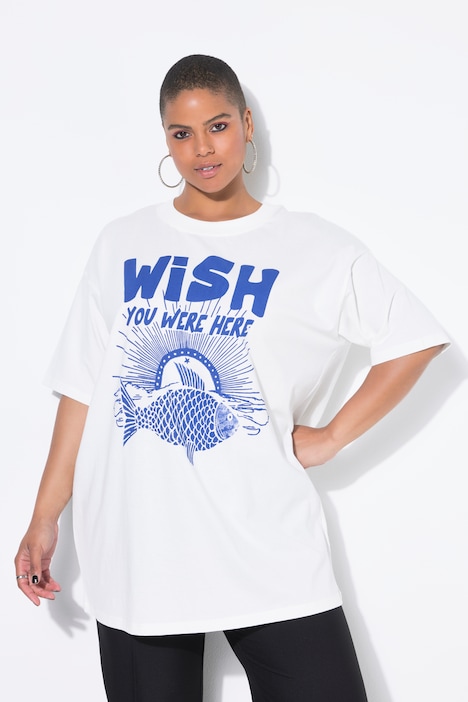 T-Shirt, oversized, Fisch, Halbarm