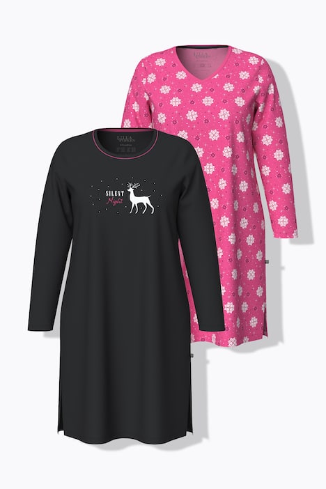 Bigshirts, 2er-Pack, Rundhals-/ V-Ausschnitt, Langarm