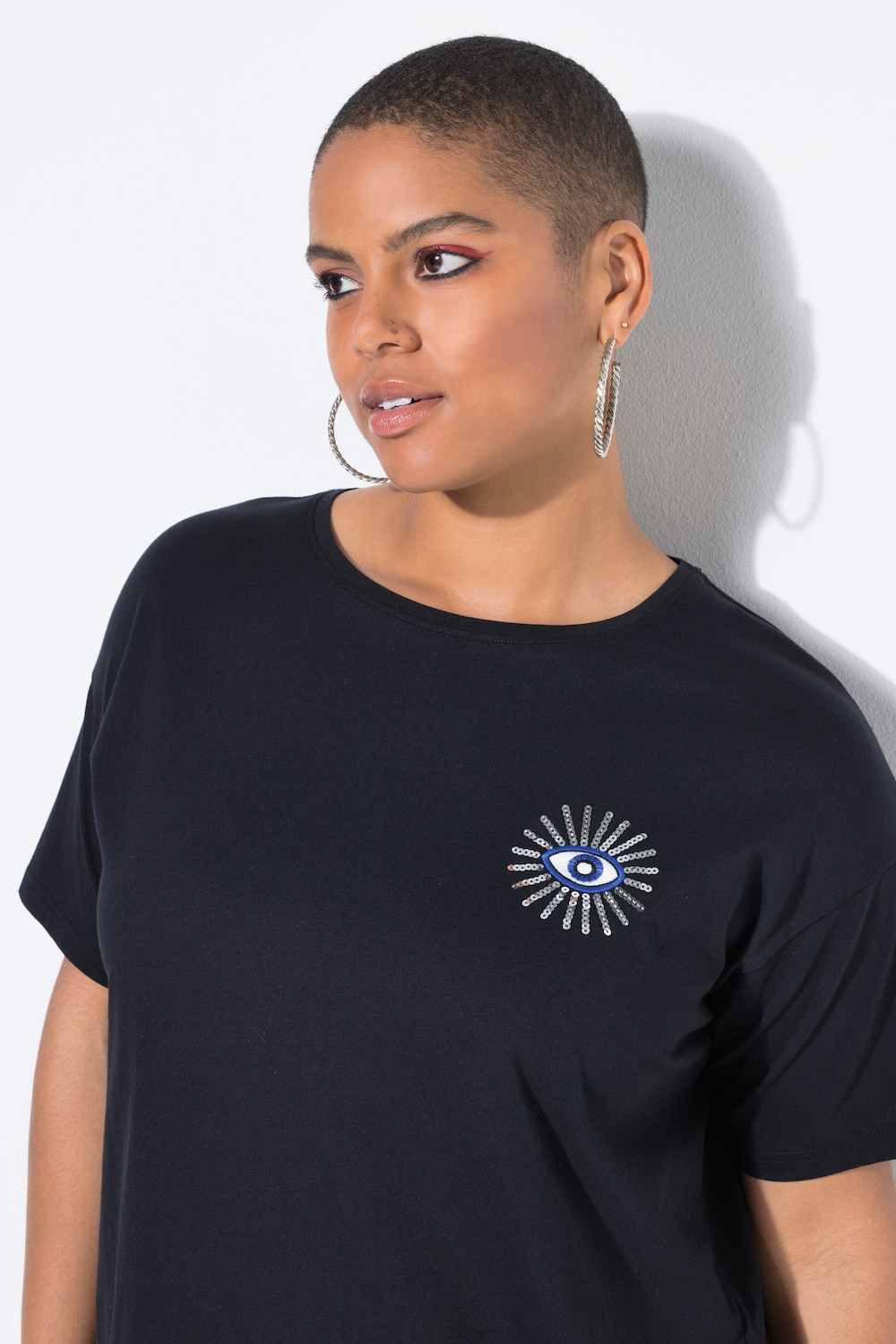 T-Shirt, oversized, Glitter-Eye, Halbarm