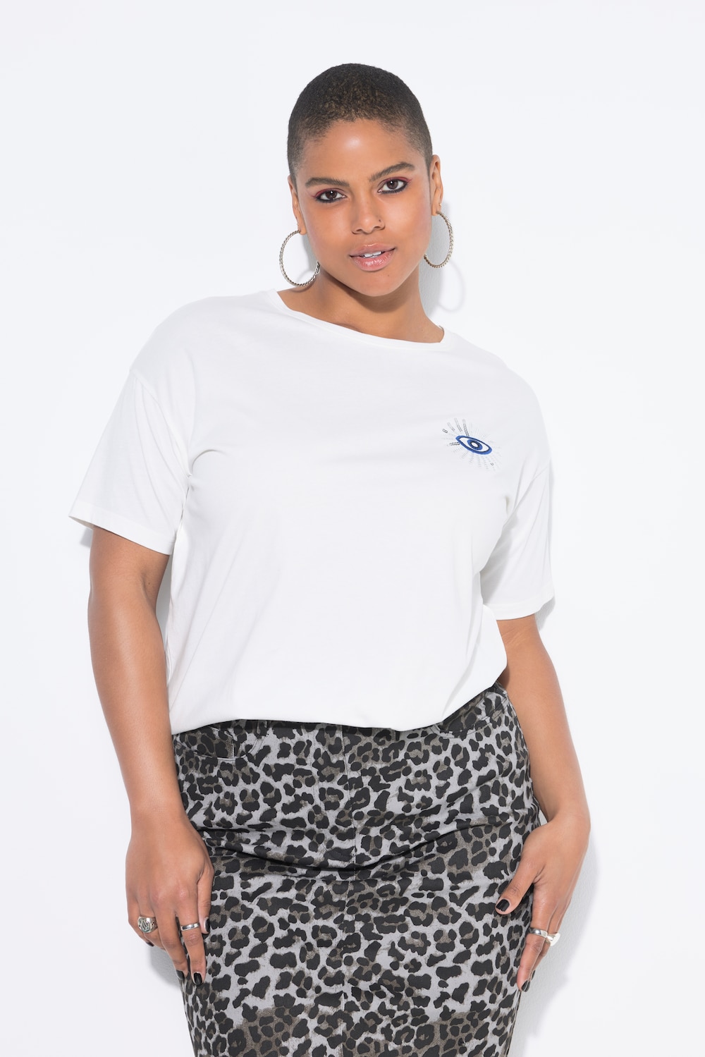 T-Shirt, oversized, Glitter-Eye, Halbarm