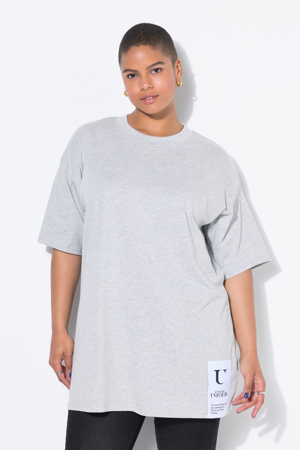 Thumbnail - Große Größen T-Shirt, Damen, grau, Größe: 50/52, Baumwolle, Studio Untold