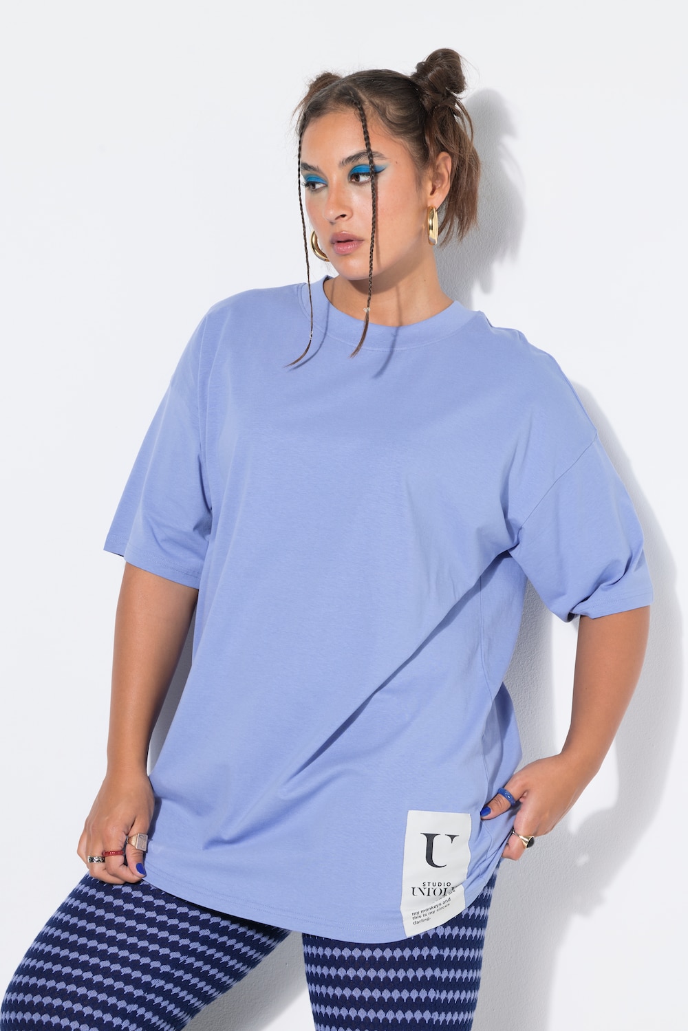 T-Shirt, oversized, søm-patch, korte ærmer
