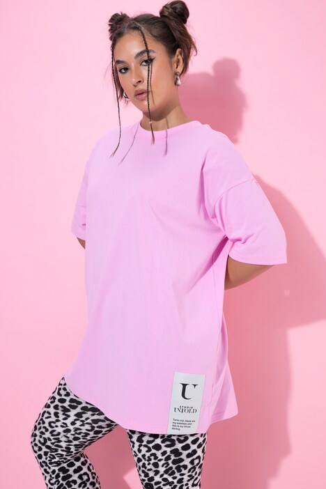 T-Shirt, oversized, Saumpatch, Halbarm