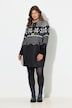 Norweger-Strick Fleece Kleid, Langarm, Stehkragen