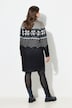 Norweger-Strick Fleece Kleid, Langarm, Stehkragen