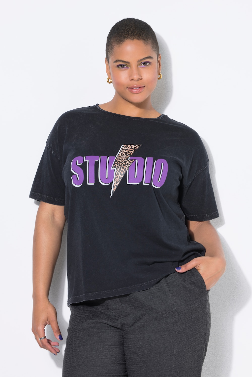 T-Shirt, oversized, Leo-Blitz, Halbarm