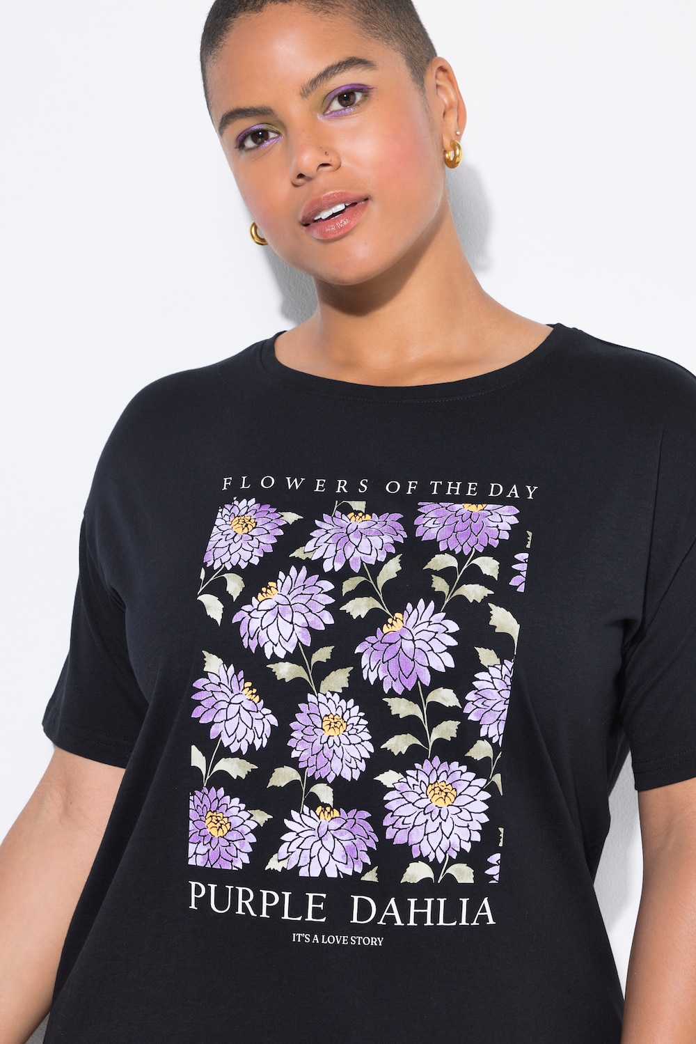 T-Shirt, oversized, Flower Print, Halbarm