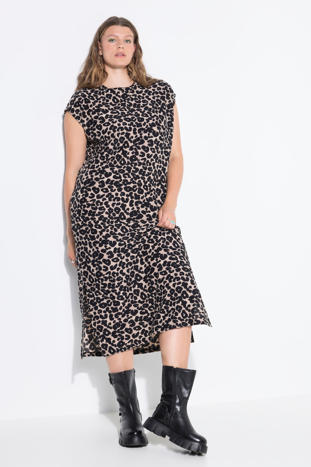 Midi-jurk, oversized, piquÃ©, leo