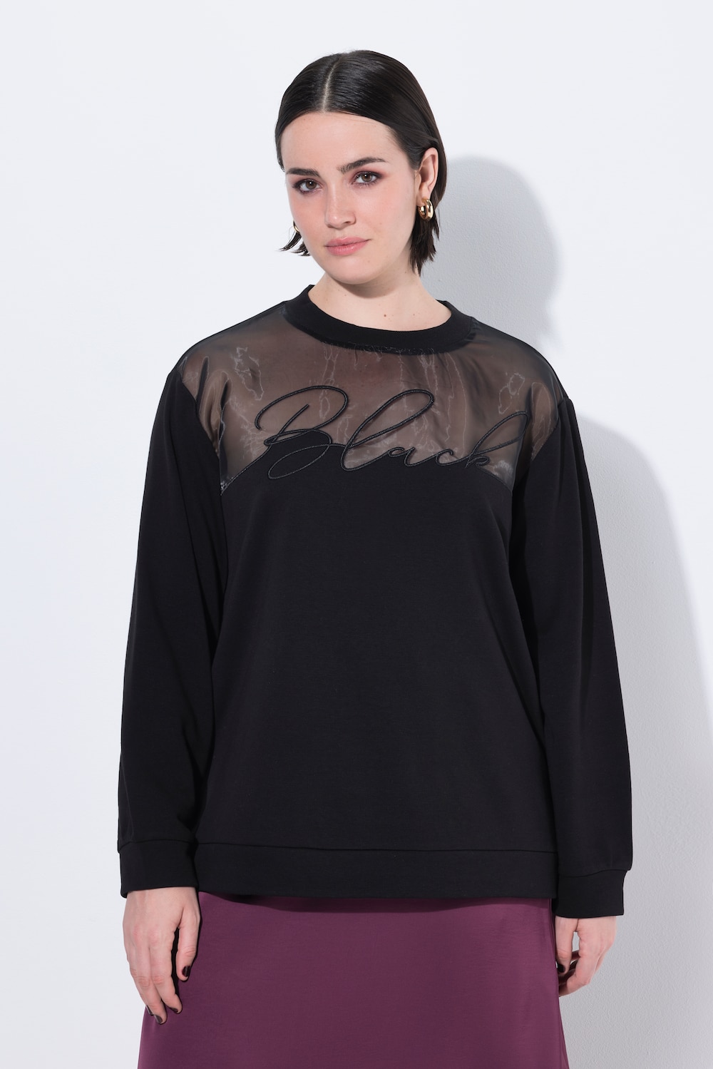 Große Größen Sweater, Damen, schwarz, Größe: 54/56, Polyester/Baumwolle/Synthetische Fasern, Ulla Popken
