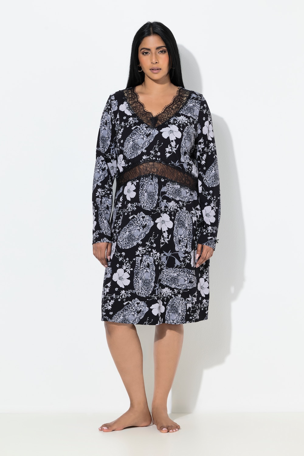 Große Größen TruYou Nachthemd, Damen, grau, Größe: 58/60, Baumwolle/Synthetische Fasern, Ulla Popken