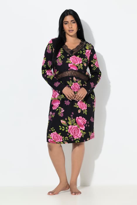 Chemise de nuit TruYou, roses et dentelle