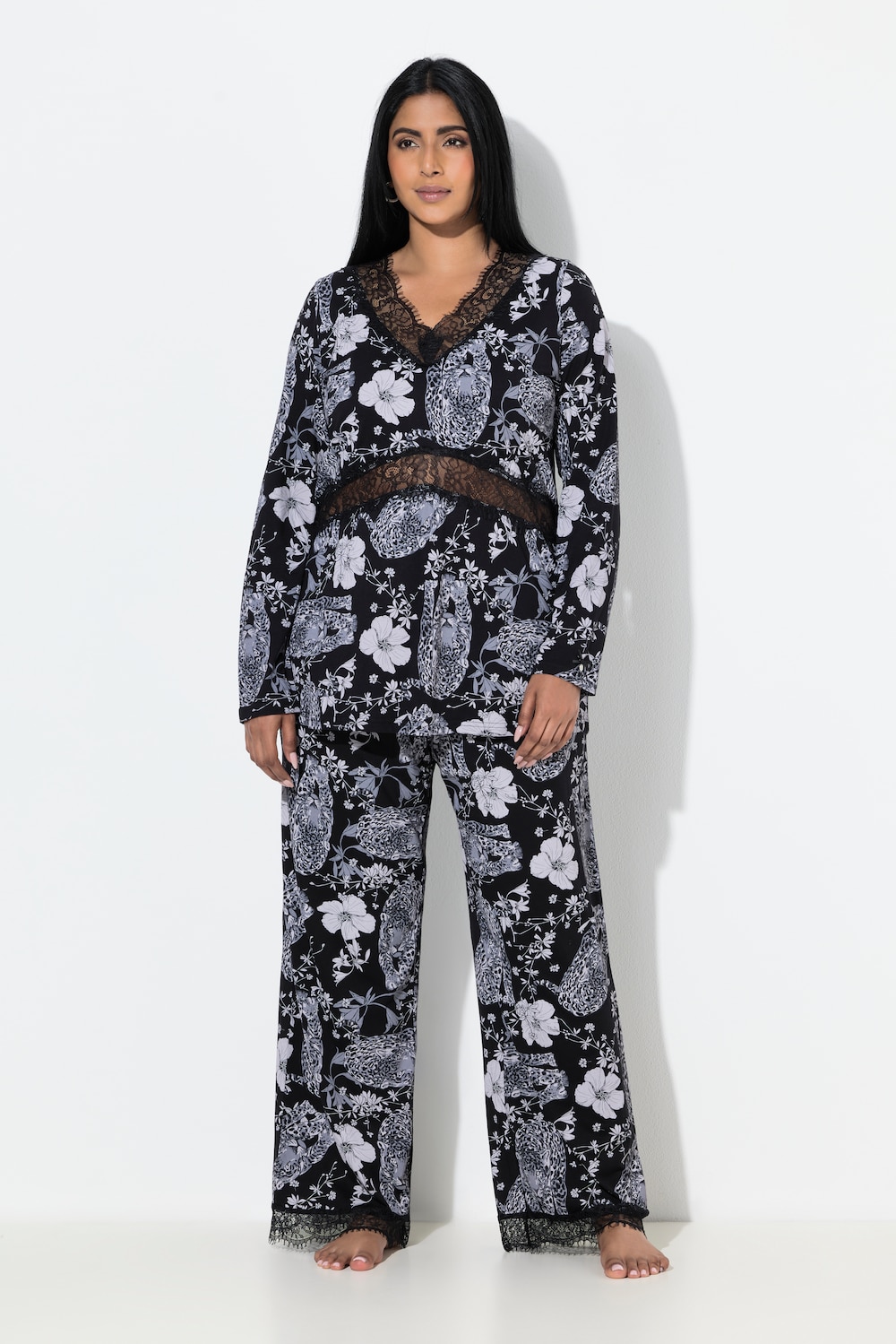 Große Größen TruYou Pyjama, Damen, grau, Größe: 46/48, Baumwolle/Synthetische Fasern, Ulla Popken