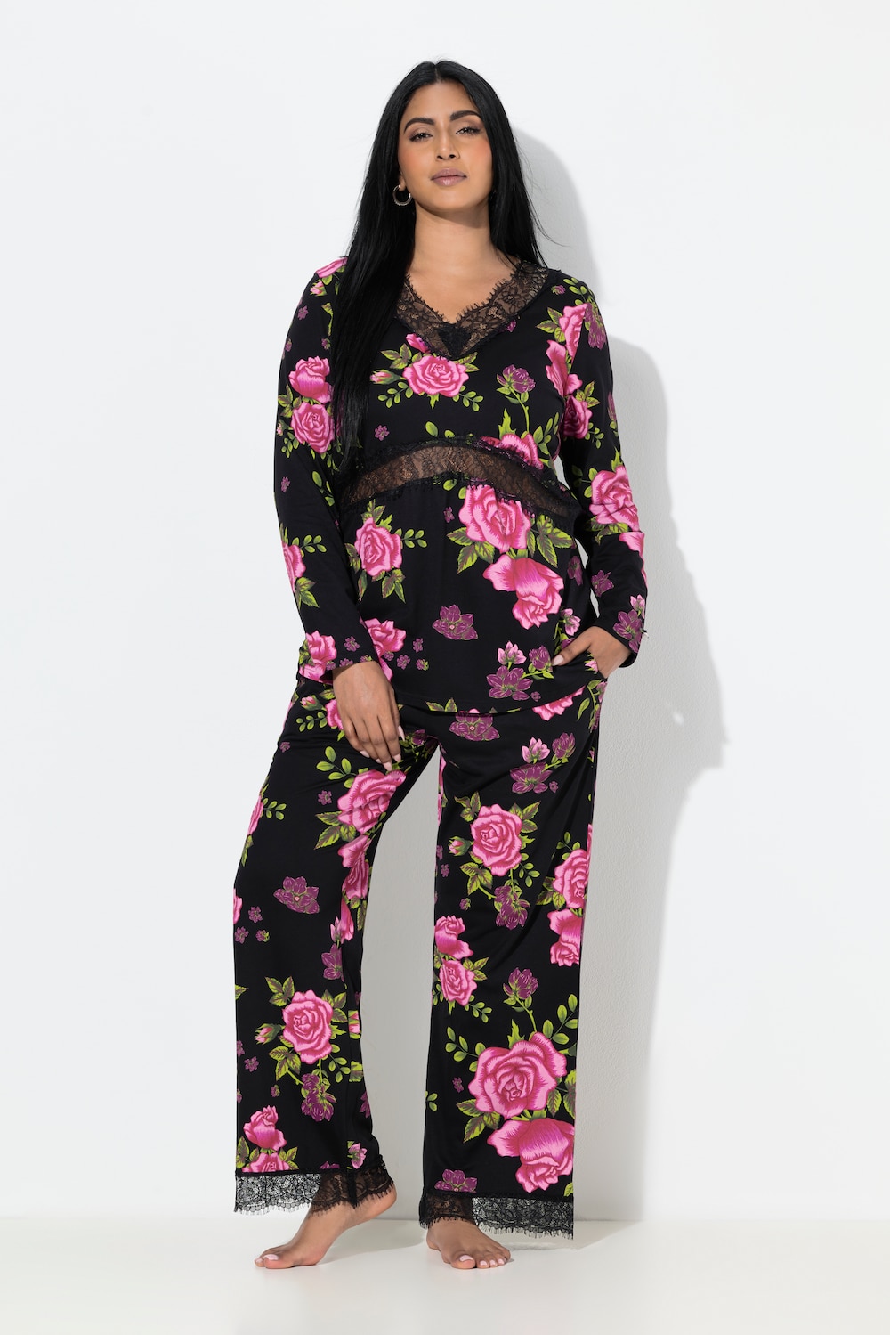 Große Größen TruYou Pyjama, Damen, rosa, Größe: 54/56, Baumwolle/Synthetische Fasern, Ulla Popken