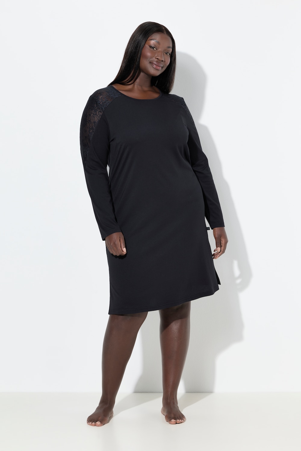 Große Größen Nachthemd, Damen, schwarz, Größe: 54/56, Baumwolle/Synthetische Fasern, Ulla Popken