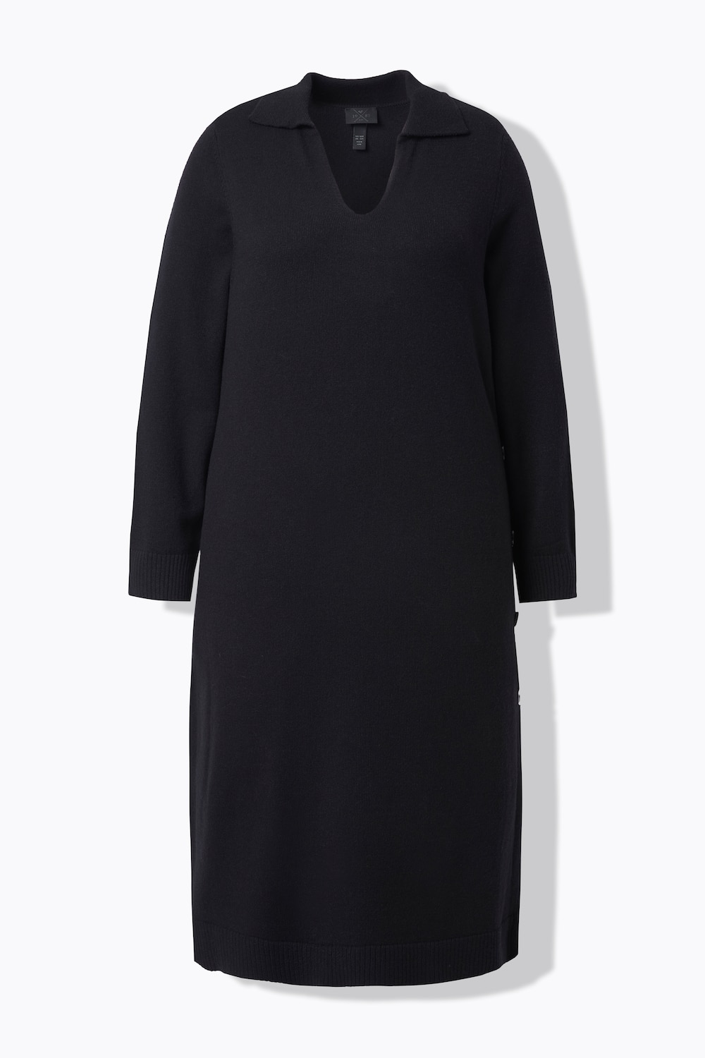 Stora storlekar Stickad midiklänning, Dam, svart, storlek: 54/56, Viskos/Polyester/Syntetfibrer, Ulla Popken