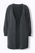 Chenille-Strickjacke, V-Ausschnitt, offene Form, Langarm