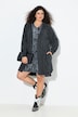 Chenille-Strickjacke, V-Ausschnitt, offene Form, Langarm