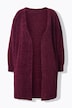 Chenille-Strickjacke, V-Ausschnitt, offene Form, Langarm