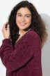 Chenille-Strickjacke, V-Ausschnitt, offene Form, Langarm