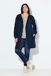 Chenille-Strickjacke, V-Ausschnitt, offene Form, Langarm